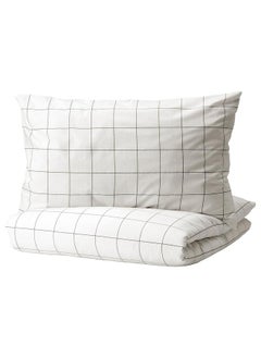 Buy Duvet Cover And Pillowcase White Black/Check 150X200/50X80 Cm in Saudi Arabia