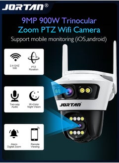 Buy 9MP 900W Trinocular Zoom Wifi Camera 3 Sensors Camera Outdoor Monitor with 8x Hybrid Zoom & RJ45 Ethernet Interface & Intelligent Alarm Mode & AI Motion Detection & Color Night Vision & 2-Way Audio in UAE