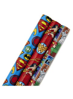 Buy Justice League Wrapping Paper Bundle With Cut Lines On Reverse (3 Rolls 60 Sq. Ft. Ttl) Wonder Woman Batman Superman Flash Green Lantern in Saudi Arabia
