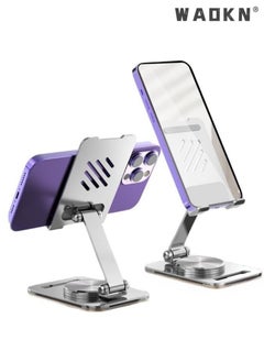 Buy Phone Stand Aluminum Mobile Stand Adjustable Mobile Holder Foldable Phone holder, Desktop iPhone Stand Compatible With All Mobile Phone, iPhone 15 Pro/15 Pro Max, Samsung Galaxy, iPad silvery in Saudi Arabia