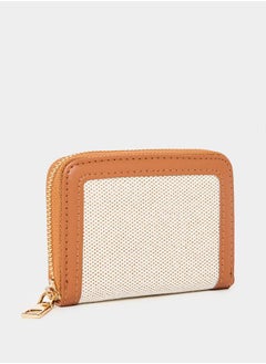 Buy Textured 2 Tone Wallet with Zip Closure in Saudi Arabia