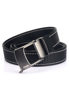 Buy New Mens Casual Simple Nylon Braided Belt New Design Automatic Buckle Toothless Adjustable Cuttable BeltBlack White line Black White line in Saudi Arabia