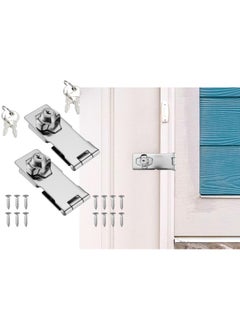 اشتري Robuistline Pack Of 2 Hasps And Staples 4 Inch Cp W/Lock For Small Doors Cabinets And More Chrome Plated Hasp Lock Catch Latch Safety Lock No 305 في الامارات