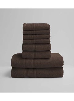 اشتري 8 Pieces Set by La'Marvel Chocolate 550 GSM 100% Cotton Luxury Home Towels في السعودية