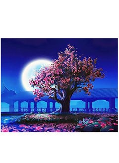 Buy Wall Frame Painting, No Frame Peach Blossom DIY Painting By Numbers Landscape Vintage Wall Painting Acrylic Paint On Canvas For Living Room in UAE