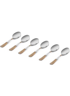 Buy Harith 6-Piece Tea Spoon Set, Silver & Gold - 13.5 cm in UAE