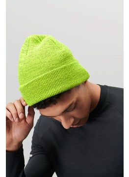 Buy Men Knitted Beanie, Neon Green in UAE