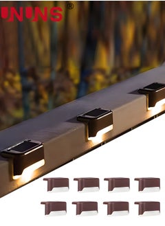 Buy Solar Step Lamp,8 Pack Waterproof LED Solar Deck Light,Decor Solar Lights For Railing,Stairs,Fence,Post,Yard And Driveway,Brown in UAE