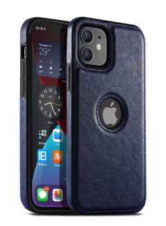 Buy iPhone 12 Case Luxury Vintage Premium Leather Back Cover Soft Protective Mobile Phone Case for iPhone 12 6.1"  Blue in Saudi Arabia