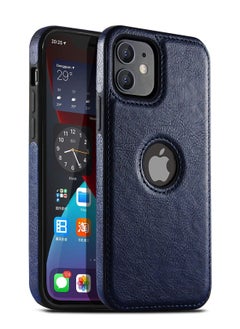 Buy iPhone 12 Case Luxury Vintage Premium Leather Back Cover Soft Protective Mobile Phone Case for iPhone 12 6.1"  Blue in Saudi Arabia