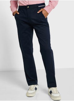 Buy Thomas Scott Men Mid-Rise Classic Slim Fit Easy Wash Trousers in UAE