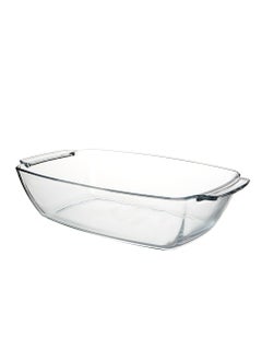 Buy Borcam Rectangular Deep Glass Baking Tray, 4420 Ml Capacity, 90 Mm Height, 233X380 Mm Diameter - Clear in UAE