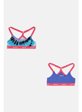 Buy Toddlers Girl 2 Pack Tie Dye Print Bralettes, Blue/Purple Combo in UAE