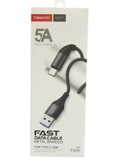 Buy Tranyoo fast data cable metal braided Type-C to usb in UAE