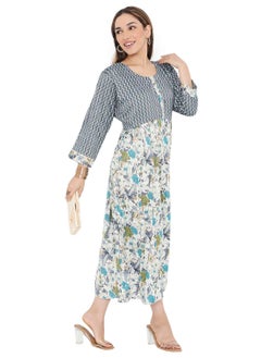 Buy ELEGANT FLORAL PRINTED VISCOSE SHORT ARABIC KAFTAN JALABIYA DRESSES in Saudi Arabia