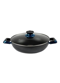 Buy Opera Wok Pan With Glass Lid Black 22cm in UAE