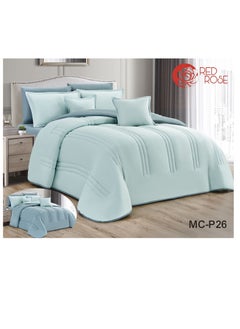 Buy Double quilt set, two-sided mattress, consisting of 8 pieces, microfiber, comforter size 240 by 260 cm in Saudi Arabia