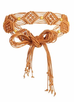 Buy Women Bohemian Style Woven Belt Beautiful Fashion Braid Waist for Dresses in UAE