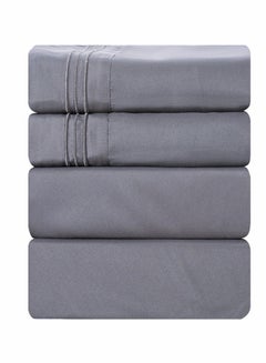 Buy 4-Piece Queen Size Bed Sheet Set(Grey) in UAE