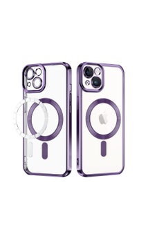 اشتري Case for iPhone 13 (6.1 Inch) MagSafe with Camera Lens Protector,Magnetic Clear Case Full Protection Plating Anti-Scratch Slim Thin Case Cover (Deep Purple) في مصر