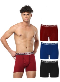 Buy 3 Pack Premium 100 Percent Organic Cotton Super Combed Men's Underwear Boxer Briefs Soft Antibacterial Breathable Vibrant Colors in UAE