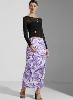 Buy Printed High Waist Skirt in UAE