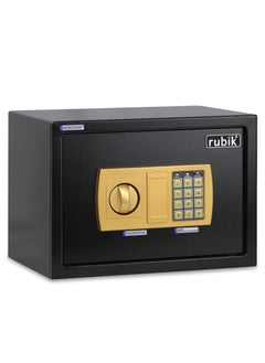 اشتري Safe Box A4 Document Size With Digital Lock and Override Key For Home Office Shop Business RB-25E (25x35x25cm) Black/Gold في الامارات