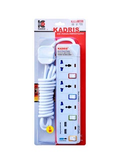 اشتري Power Strips 914 Heavy Duty Extension Cord 2 USB 2.1A with 3 way Outlets with individual switch, Charging Socket with 3 meter Heat resistant  Extension Cord (White) في الامارات