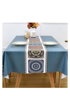 Buy Blue Vinyl Tablecloths for Rectangle Tables, Waterproof Tablecloth Plastic PVC Table Cover Waterproof Table Clothes for 6 Foot Rectangle Tables 55 x 70 Inch, 4 6 Seats, Blue in Saudi Arabia