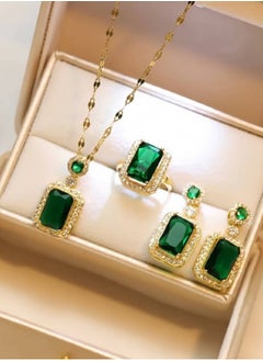 Buy 4pcs Women's Deluxe Square  Jewelry Set With Rhinestone Decoration in Egypt