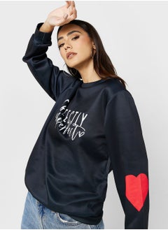 Buy Slogan Print Sweatshirt in Saudi Arabia