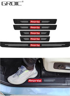 اشتري 5PCS Car Door Sill Protector Stickers,Carbon Fiber Sport Threshold/Rear Bumper Guard Anti-Scratch Sticker Door Edge Protection Decorate,Interior Accessories Self-Adhesive Anti-Scratch Waterpoor في السعودية