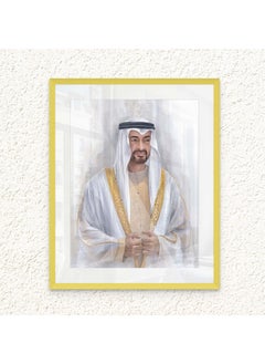 Buy Art Decor Framed Fine Art of Sheikh Mohammed Bin Zayed Bin Sultan Al Nahyan Portrait UAE Wall Art with Matt Board Print Wall Decor for Home Living Room Office and Gifting in UAE