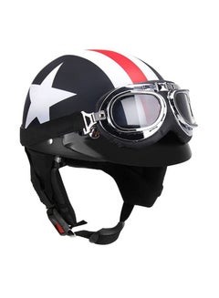 Buy Fashion Half Open Face Touring Helmet Leather Retro Style Cool Harley Motorcycle Bicycle Detachable Riding Helmet 54-60cm with Goggles Visor Scarf Sunscreen Anti UV Safety Helmet in UAE