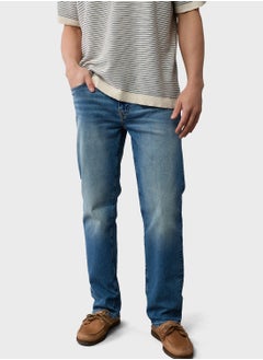 Buy Light Wash Straight Fit Jeans in UAE