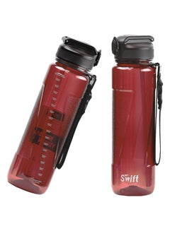 اشتري 32 Ounce Sport Water Bottle with Lid Rope Portable Leakproof Outdoor Bicycle Shaker Fruit Tea Infuse Drink Space Cups For Water Plastic BPA Free, 1000ml Red في الامارات