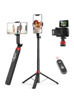 Buy SYOSI Selfie Stick Tripod, Phone Selfie Stick with Bluetooth Remote & Tripod Aluminum Alloy Phone Selfie Stick & Tripod Portable Cell Phone Tripod Compatible with Camera & Action Camera (Black) in Saudi Arabia