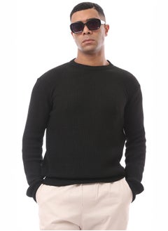 اشتري Round Neck Black Chunky Knit Pullover في مصر