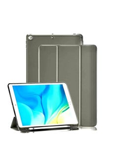 Buy iPad 9th Generation Case 2021/iPad 8th Gen 2020/iPad 7th Generation 2019 Case with Pencil Holder, iPad 10.2 Inch Smart Case with Soft TPU Back Cover, Dark Grey in Egypt