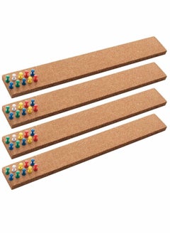 Buy Cork Board, Bulletin Board Bar Strip, 15"" x 2""- 1/2"" Thick, Frameless Cork Board Strips, with 35 Multi-Color Push Pins, Strong Self Adhesive Backing - 4 Pack in Saudi Arabia