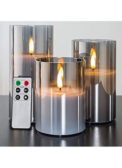 اشتري HILALFUL Battery Operated Flameless & Smokeless Candle Set | Set of 3 | Electric Candles | Remote Controlled | Perfect for Home Decoration in Eid, Ramadan, Birthdays | For Bedroom, Living Room, Halls في الامارات