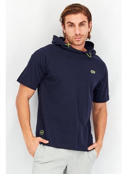 اشتري Men Sportwear Fit Short Sleeve Training Hooded Top, Navy Blue في الامارات