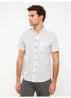 Buy Regular Fit Short Sleeve Patterned Poplin Men's Shirt in Egypt