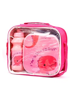 Buy Eazy Kids Lunch Box and Water Bottle With Bag-Dino Pink in Saudi Arabia