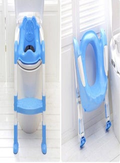 Buy Potty Toilet Seat Adjustable Baby Child Toddler Kid Toilet Trainer With Step Stool Ladder For Boy And Girl Blue in UAE