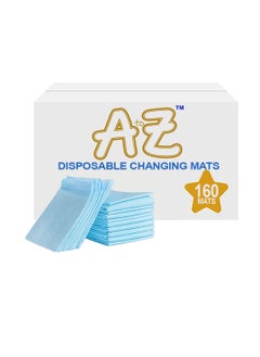 Buy A to Z - Disposable Changing Mat size (45cm x 60cm) Large- Premium Quality for Baby Soft Ultra Absorbent Waterproof - Pack of 160 - Blue in UAE