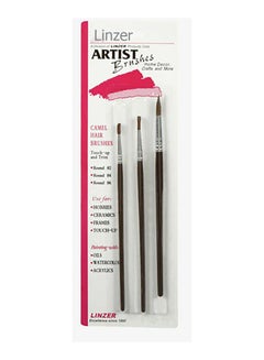 Buy 3-Piece Paint Brush Set Silver and Brown in Saudi Arabia