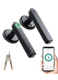 اشتري Robustline Rose Type Electronic Smart Lock For Front Door with 4 Functions- (2 YEARS WARRANTY) Fingerprint, Mobile App, Passcode, Metal Key  (RBSL3010B) في الامارات