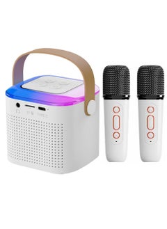 اشتري Bluetooth Speaker with Microphone Portable Karaoke Speaker Kits with 2 Wireless Microphones for Home Outdoor Party,White في السعودية