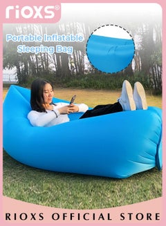 اشتري Portable Inflatable Sleeping Bag Single Folding Camping Airbed Outdoor Beach Camping Sleeping Bag في الامارات